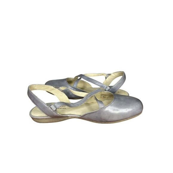 Josef Seibel Fiona 13 Light Blue Grey Leather Flats Cross-Strap & Slingback 37/6 - Picture 4 of 8